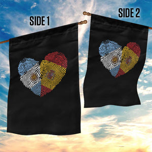 Argentina Spain Flag Mixed Roots Fingerprint Heart Graphic Garden Flag Argentine Spanish Dual Heritage Hispanic Pride Match Day TS02 Print Your Wear