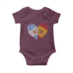Argentina Spain Flag Mixed Roots Fingerprint Heart Graphic Baby Onesie Argentine Spanish Dual Heritage Hispanic Pride Match Day TS02 Maroon Print Your Wear