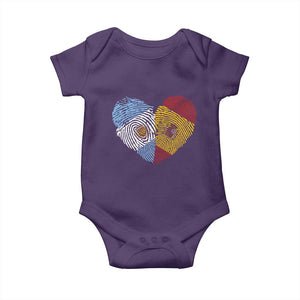 Argentina Spain Flag Mixed Roots Fingerprint Heart Graphic Baby Onesie Argentine Spanish Dual Heritage Hispanic Pride Match Day TS02 Purple Print Your Wear