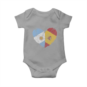 Argentina Spain Flag Mixed Roots Fingerprint Heart Graphic Baby Onesie Argentine Spanish Dual Heritage Hispanic Pride Match Day TS02 Sport Gray Print Your Wear