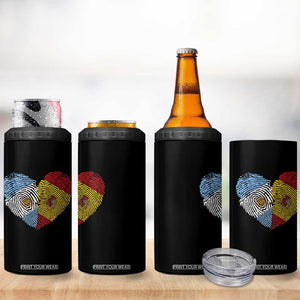 Argentina Spain Flag Mixed Roots Fingerprint Heart Graphic 4 in 1 Can Cooler Tumbler Argentine Spanish Dual Heritage Hispanic Pride Match Day TS02 Print Your Wear