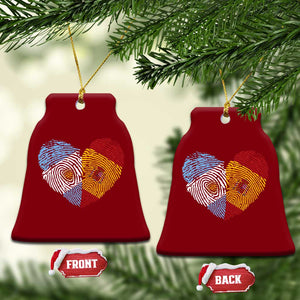 Argentina Spain Flag Mixed Roots Fingerprint Heart Graphic Ceramic Ornament Argentine Spanish Dual Heritage Hispanic Pride Match Day TS02 Print Your Wear