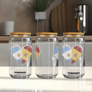 Argentina Spain Flag Mixed Roots Fingerprint Heart Graphic Glass Can Argentine Spanish Dual Heritage Hispanic Pride Match Day TS02 Print Your Wear