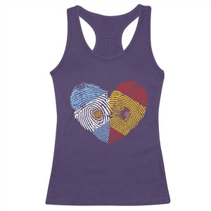 Argentina Spain Flag Mixed Roots Fingerprint Heart Graphic Racerback Tank Top Argentine Spanish Dual Heritage Hispanic Pride Match Day TS02 Purple Print Your Wear