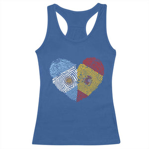 Argentina Spain Flag Mixed Roots Fingerprint Heart Graphic Racerback Tank Top Argentine Spanish Dual Heritage Hispanic Pride Match Day TS02 Royal Blue Print Your Wear