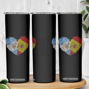 Argentina Spain Flag Mixed Roots Fingerprint Heart Graphic Skinny Tumbler Argentine Spanish Dual Heritage Hispanic Pride Match Day TS02 Print Your Wear