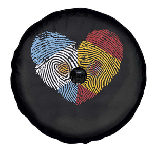 Argentina Spain Flag Mixed Roots Fingerprint Heart Graphic Spare Tire Cover Argentine Spanish Dual Heritage Hispanic Pride Match Day TS02 Print Your Wear