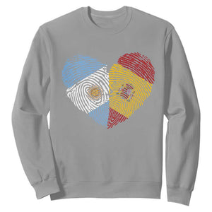Argentina Spain Flag Mixed Roots Fingerprint Heart Graphic Sweatshirt Argentine Spanish Dual Heritage Hispanic Pride Match Day