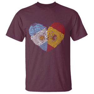 Argentina Spain Flag Mixed Roots Fingerprint Heart Graphic T Shirt Argentine Spanish Dual Heritage Hispanic Pride Match Day
