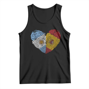 Argentina Spain Flag Mixed Roots Fingerprint Heart Graphic Tank Top Argentine Spanish Dual Heritage Hispanic Pride Match Day TS02 Black Print Your Wear