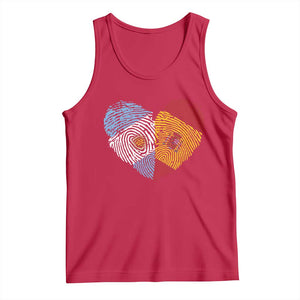 Argentina Spain Flag Mixed Roots Fingerprint Heart Graphic Tank Top Argentine Spanish Dual Heritage Hispanic Pride Match Day TS02 Red Print Your Wear