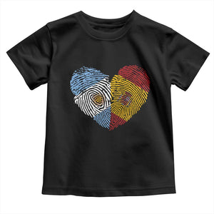 Argentina Spain Flag Mixed Roots Fingerprint Heart Graphic Toddler T Shirt Argentine Spanish Dual Heritage Hispanic Pride Match Day TS02 Black Print Your Wear