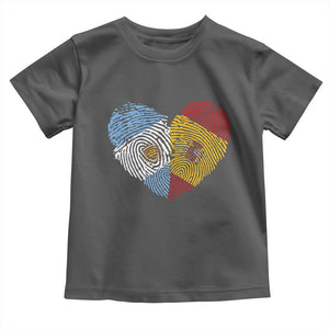 Argentina Spain Flag Mixed Roots Fingerprint Heart Graphic Toddler T Shirt Argentine Spanish Dual Heritage Hispanic Pride Match Day TS02 Dark Heather Print Your Wear