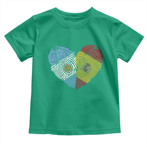 Argentina Spain Flag Mixed Roots Fingerprint Heart Graphic Toddler T Shirt Argentine Spanish Dual Heritage Hispanic Pride Match Day TS02 Irish Green Print Your Wear