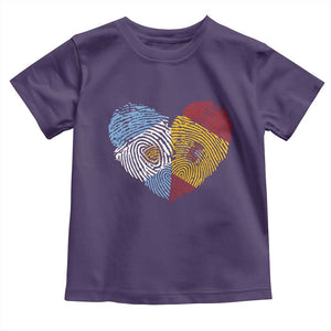 Argentina Spain Flag Mixed Roots Fingerprint Heart Graphic Toddler T Shirt Argentine Spanish Dual Heritage Hispanic Pride Match Day TS02 Purple Print Your Wear