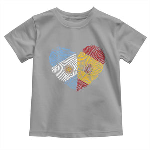 Argentina Spain Flag Mixed Roots Fingerprint Heart Graphic Toddler T Shirt Argentine Spanish Dual Heritage Hispanic Pride Match Day TS02 Sport Gray Print Your Wear