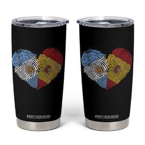 Argentina Spain Flag Mixed Roots Fingerprint Heart Graphic Tumbler Cup Argentine Spanish Dual Heritage Hispanic Pride Match Day TS02 Black Print Your Wear
