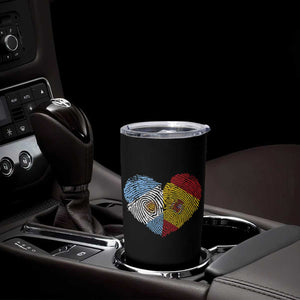 Argentina Spain Flag Mixed Roots Fingerprint Heart Graphic Tumbler Cup Argentine Spanish Dual Heritage Hispanic Pride Match Day TS02 Print Your Wear