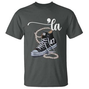 Kamala 2024 T Shirt Harris Comma La 47 Chuck And Pearls TS02 Dark Heather Print Your Wear