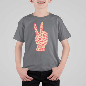 Kamala Harris 2024 T Shirt For Kid Love Freedom Hope Unity Peace Sign Retro Vintage TS02 Charcoal Print Your Wear