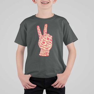 Kamala Harris 2024 T Shirt For Kid Love Freedom Hope Unity Peace Sign Retro Vintage TS02 Dark Heather Print Your Wear