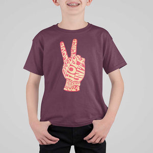 Kamala Harris 2024 T Shirt For Kid Love Freedom Hope Unity Peace Sign Retro Vintage TS02 Maroon Print Your Wear