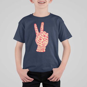 Kamala Harris 2024 T Shirt For Kid Love Freedom Hope Unity Peace Sign Retro Vintage TS02 Navy Print Your Wear