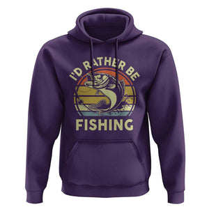 Funny Bass Fishing Hoodie I'd Rather Be Fishing Retro Vintage TS02 Purple Print Your Wear