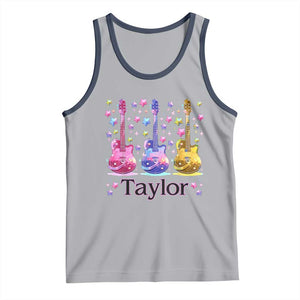 Taylor Name Tank Top Retro Groovy 70s 80s TS02 Athletic Heather Navy Print Your Wear