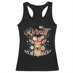 Funny Oktoberfest Deer Racerback Tank Top Mei Dirndl Is In Da Wasch German Bavarian Costume TS02 Black Print Your Wear