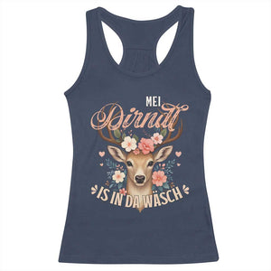 Funny Oktoberfest Deer Racerback Tank Top Mei Dirndl Is In Da Wasch German Bavarian Costume TS02 Navy Print Your Wear