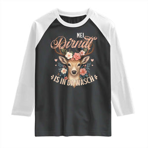 Funny Oktoberfest Deer Raglan Shirt Mei Dirndl Is In Da Wasch German Bavarian Costume TS02 Black White Print Your Wear