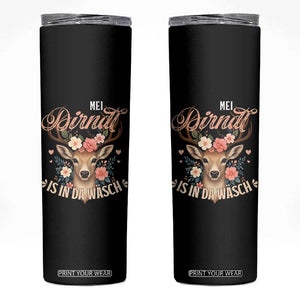 Funny Oktoberfest Deer Skinny Tumbler Mei Dirndl Is In Da Wasch German Bavarian Costume TS02 Black Print Your Wear