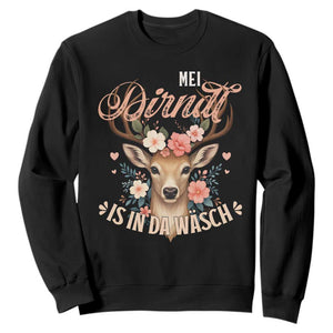 Funny Oktoberfest Deer Sweatshirt Mei Dirndl Is In Da Wasch German Bavarian Costume TS02 Black Print Your Wear
