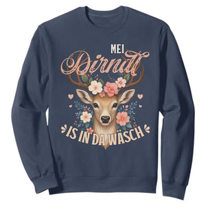 Funny Oktoberfest Deer Sweatshirt Mei Dirndl Is In Da Wasch German Bavarian Costume TS02 Navy Print Your Wear