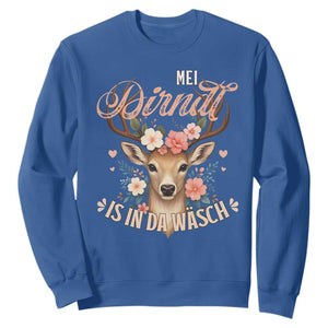 Funny Oktoberfest Deer Sweatshirt Mei Dirndl Is In Da Wasch German Bavarian Costume TS02 Royal Blue Print Your Wear