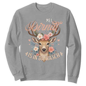Funny Oktoberfest Deer Sweatshirt Mei Dirndl Is In Da Wasch German Bavarian Costume TS02 Sport Gray Print Your Wear