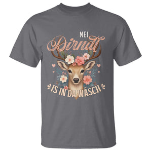 Funny Oktoberfest Deer T Shirt Mei Dirndl Is In Da Wasch German Bavarian Costume TS02 Charcoal Print Your Wear