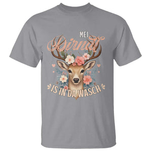 Funny Oktoberfest Deer T Shirt Mei Dirndl Is In Da Wasch German Bavarian Costume TS02 Sport Gray Print Your Wear