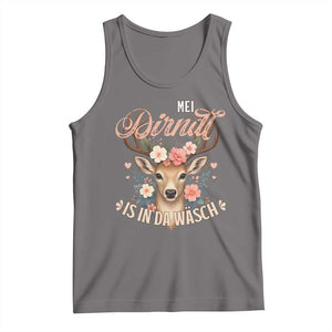 Funny Oktoberfest Deer Tank Top Mei Dirndl Is In Da Wasch German Bavarian Costume TS02 Deep Heather Print Your Wear