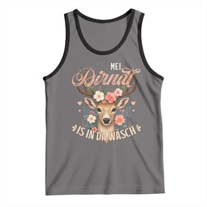 Funny Oktoberfest Deer Tank Top Mei Dirndl Is In Da Wasch German Bavarian Costume TS02 Deep Heather Black Print Your Wear