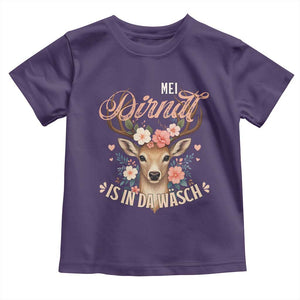 Funny Oktoberfest Deer Toddler T Shirt Mei Dirndl Is In Da Wasch German Bavarian Costume TS02 Purple Print Your Wear