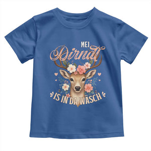 Funny Oktoberfest Deer Toddler T Shirt Mei Dirndl Is In Da Wasch German Bavarian Costume TS02 Royal Blue Print Your Wear