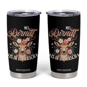 Funny Oktoberfest Deer Tumbler Cup Mei Dirndl Is In Da Wasch German Bavarian Costume TS02 Black Print Your Wear