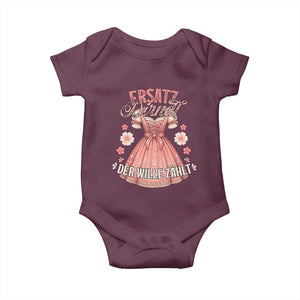 Funny Ersatz Backup Dirndl Oktoberfest Baby Onesie Der Wille Zahlt Bavarian Festival Costume Humor TS02 Maroon Print Your Wear