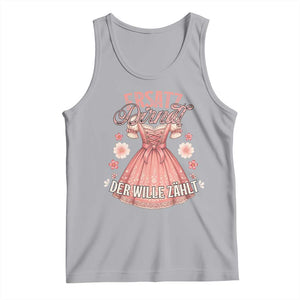 Funny Ersatz Backup Dirndl Oktoberfest Tank Top Der Wille Zahlt Bavarian Festival Costume Humor TS02 Athletic Heather Print Your Wear