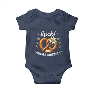 Zack Aufgebrezelt Oktoberfest Baby Onesie Dress Up Funny Pretzel Edelweiss Bavarian Festival TS02 Navy Print Your Wear