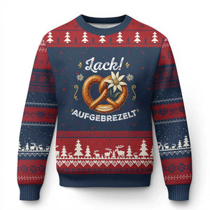 Zack Aufgebrezelt Oktoberfest Ugly Christmas Sweater Dress Up Funny Pretzel Edelweiss Bavarian Festival TS02 Navy Red Print Your Wear