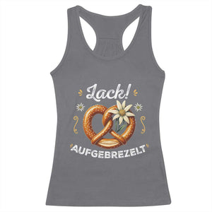 Zack Aufgebrezelt Oktoberfest Racerback Tank Top Dress Up Funny Pretzel Edelweiss Bavarian Festival TS02 Charcoal Print Your Wear
