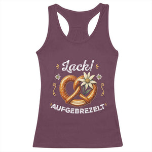 Zack Aufgebrezelt Oktoberfest Racerback Tank Top Dress Up Funny Pretzel Edelweiss Bavarian Festival TS02 Maroon Print Your Wear